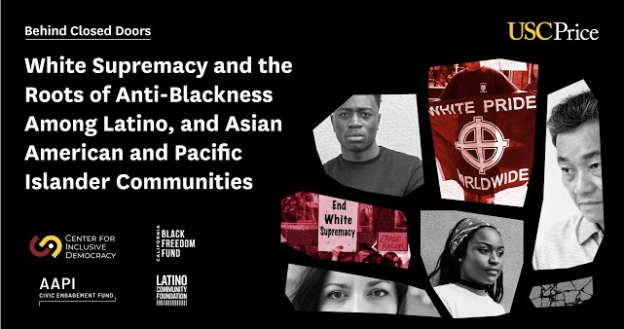 A cover reading "Behind Closed Doors: White Supremacy and the Roots of Anti-Blackness Among Latino, Asian American and Pacific Islander Communities"